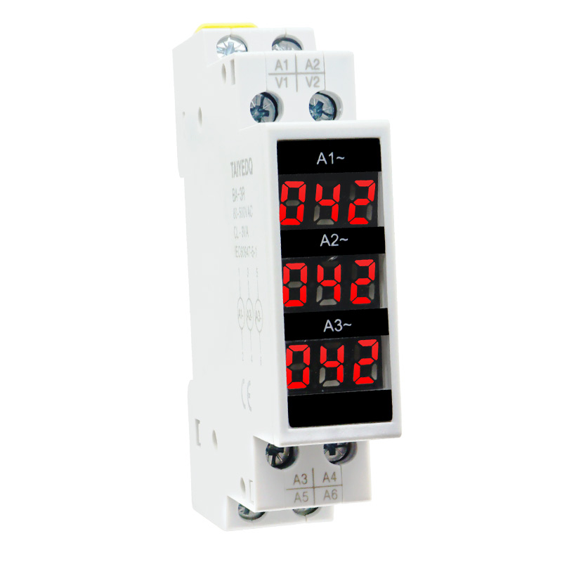 Medidor de amperios trifásico de montaje en carril Din Ac 80-500V 100A Mini indicador de amperímetro Modular Detector de pantalla Digital LED