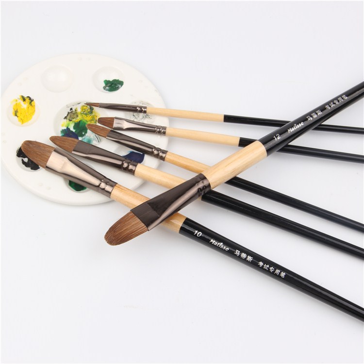 Pinceau de peinture à l'huile en crin de cheval de , 6 pièces, pinceau de peinture à l'huile pour artiste, pointe de langue, peintures acryliques, même nombre, stylo de rangée, papeterie pour étudiant