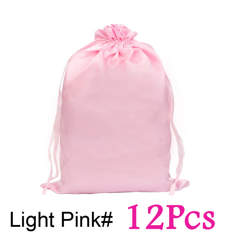 Sac de perruque en Satin, 12 pièces, sacs de rangement 25x35Cm, grand sac de perruque en soie douce noir rose pour outils d'emballage de perruque, accessoires de perruque: Or