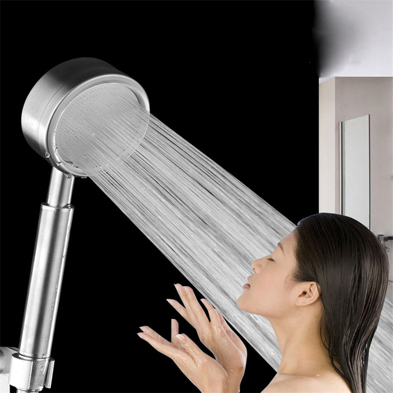 Shower Head Silver brushed Round Single Stainless Steel Pressurized Hand High Pressure Shower Household Bathroom Products