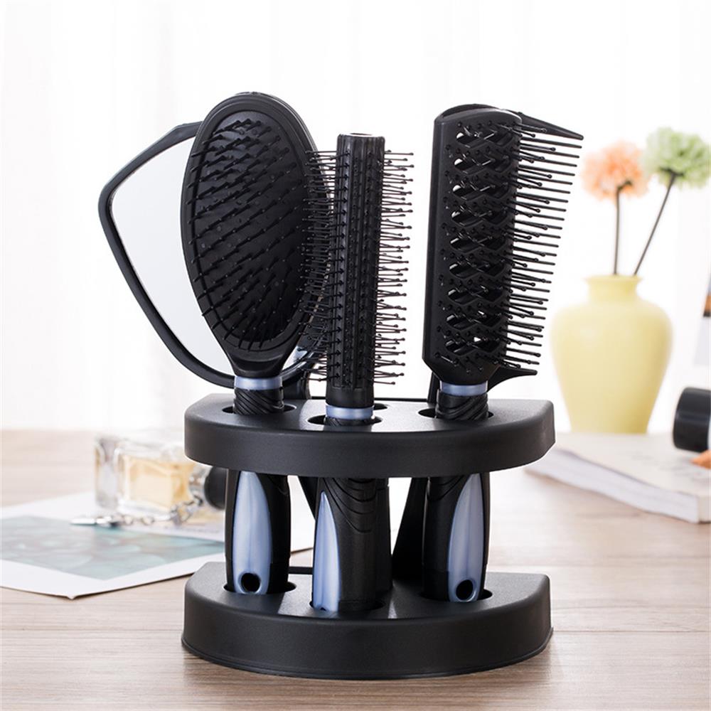 Conjunto de 5 cepillos peine , masaje de cuidado del cabello con espejo, herramienta de estilismo rizado húmedo/Seco, 5 unidades