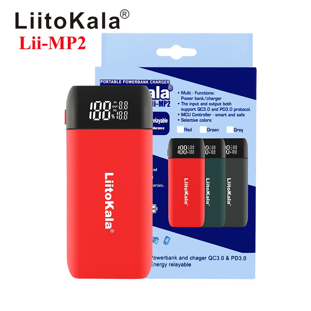 Liitokala Lii-MP2 Snelle Oplader 18650 Power Bank Draagbare Type C Input QC3.0 Opladen Voor 18700 20700 21700 18650 Batterij Lader