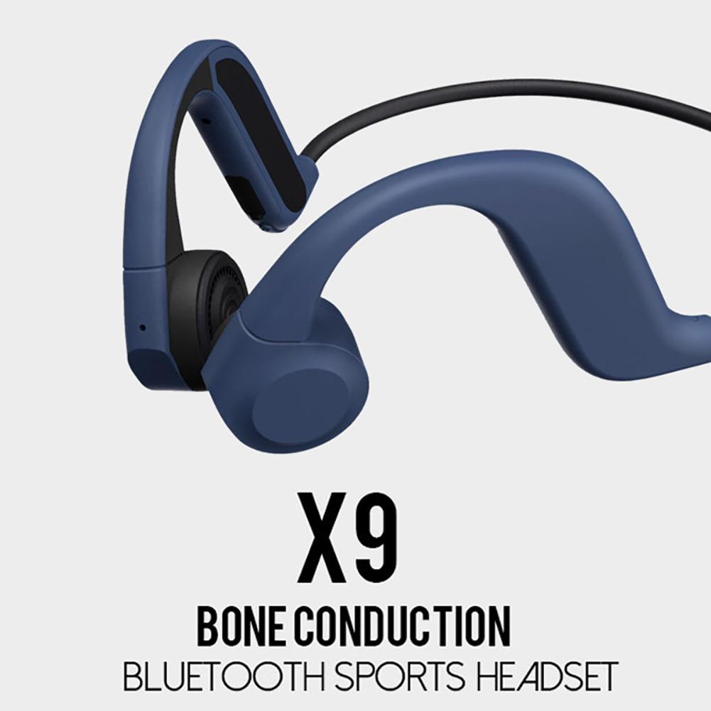 X9 Bone Conduction Waterproof Bone Earphones with Mic Bluetooth Headphones Built-in 8GB Memory Headphones for Sports Riding