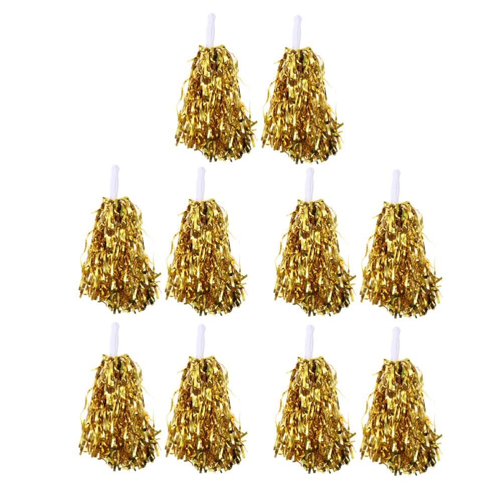 10 Pcs 25g Jubeln Bälle Squad Spirited Spaß Cheerleading Kit Cheer Poms Cheerleader Supples mit Griff für Competitio: Golden