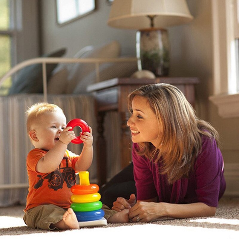 Babyspielzeug 6 monate 12 regenbogen-stapelringe, spielzeug zur frühkindlichen entwicklung für babys und kleinkinder, spielzeug für jungen