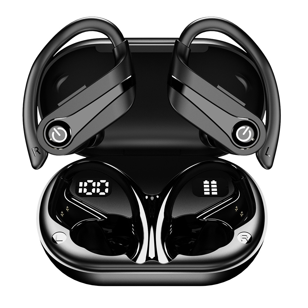Wireless Earbuds with Earhooks Built-in Mic Earphones BT 5.3 Waterproof Headset Ear Buds for Sports/Workout/Running: WHITE