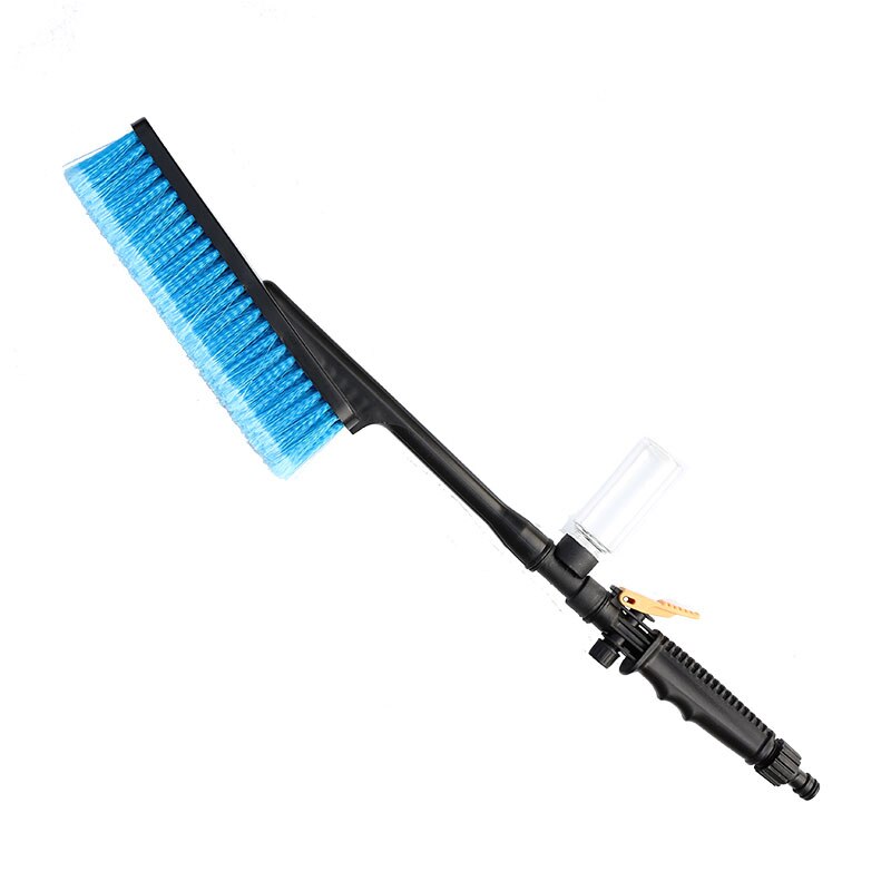 Blue Color Car Wash Brush With Retractable Long Handle Water Flow Switch Foam Bottle Car Cleaning Soft-bristle Protect the Car: Blue