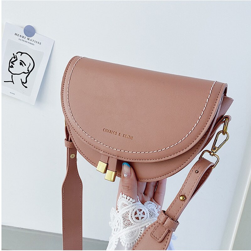 PU Leather Saddle Bag For Women Trend Crossbody Bag Luxury Brand Shoulder Bag Summer Travel Small Handbag and Purses: Pink