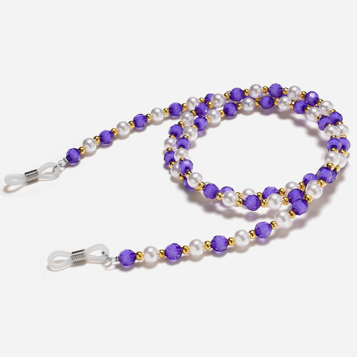 Solbriller perlehals lanyard snor briller solbriller halskæde kæde reb briller snor holder halsstrop reb: Lilla