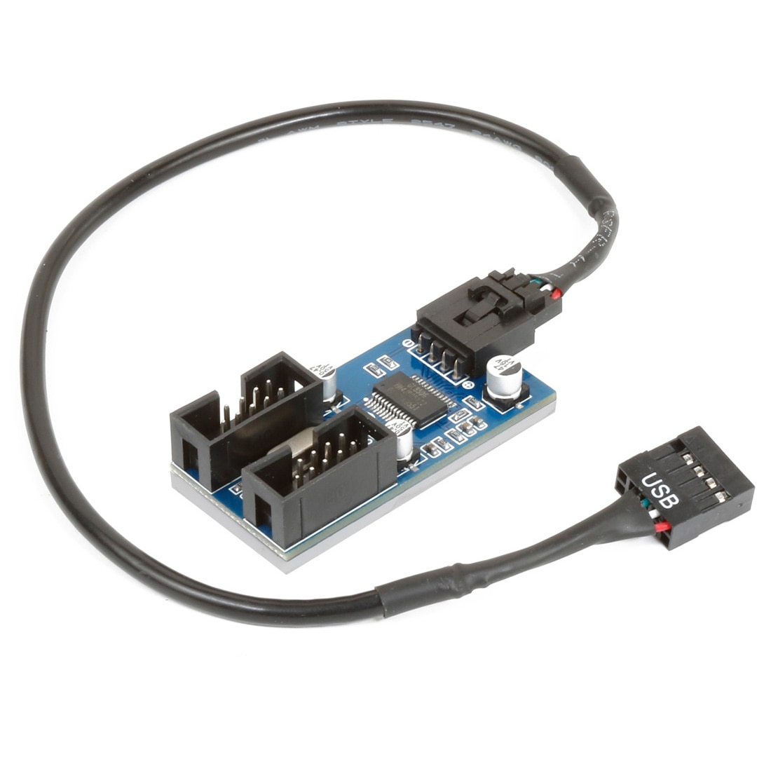 9pin USB header Male 1 to 2/4 Female Extension Cable Card Desktop 9-Pin USB HUB USB 2.0 9 pin Connector Adapter Port Multiplier