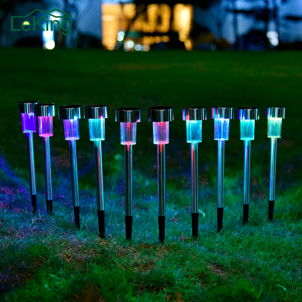 Waterdichte 10 Stks LED Outdoor Tuin Licht RGB Wit Zonne-energie Landschap Yard Gazon Path Lamp Outdoor Decoratie