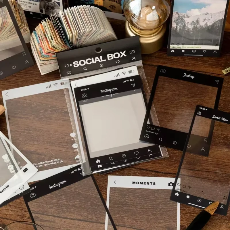 15 hojas de pegatinas de PET con marco de fotos Vintage, álbum DIY, pegatinas de película para fotos, diario, revista, etiquetas adhesivas decorativas