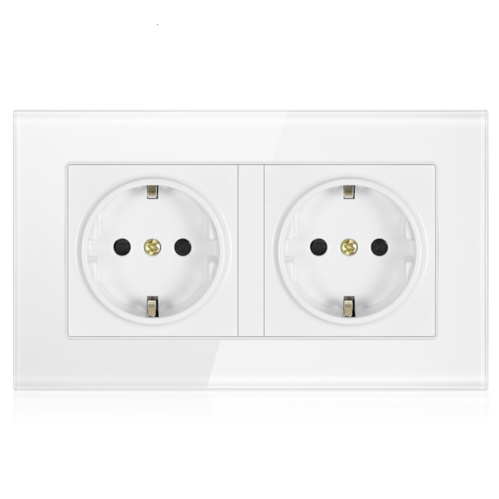 Stopcontact eu duitsland dubbele stopcontacten frame 16a 220v kristalglaspaneel duitsland ingebed voor romantische thuiskantoordecoratie