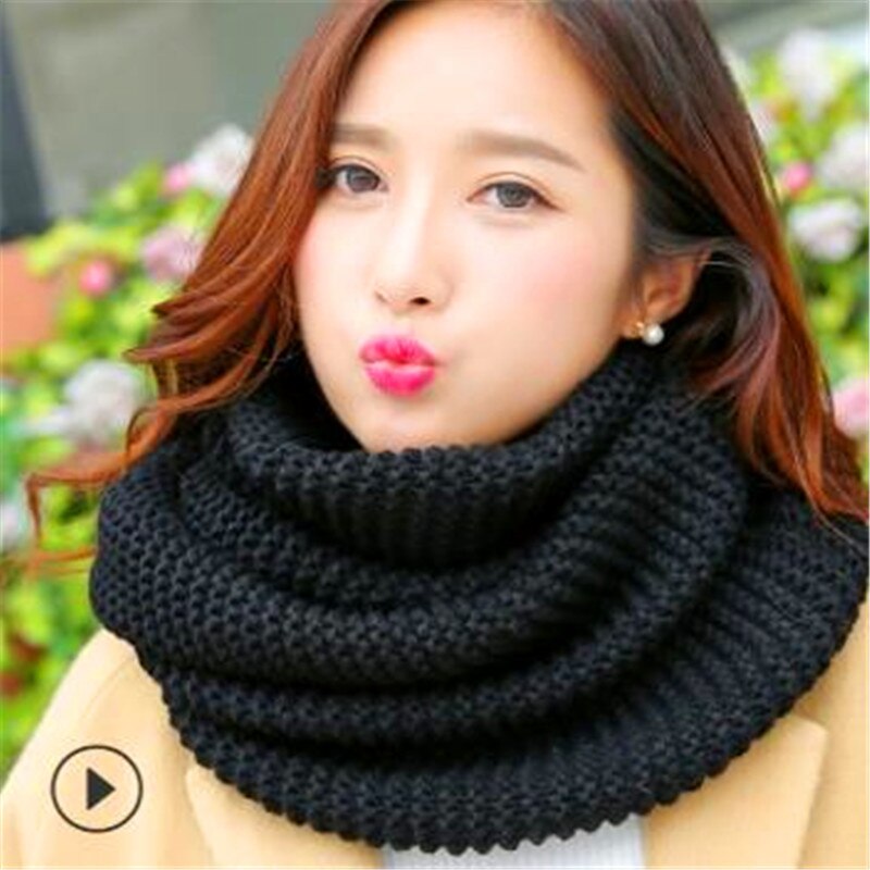 Winter han editie sjaals breien wol kraag vrouw met dikke warme pure kleur 2 val hoofddoek  cn009: Cn009-2