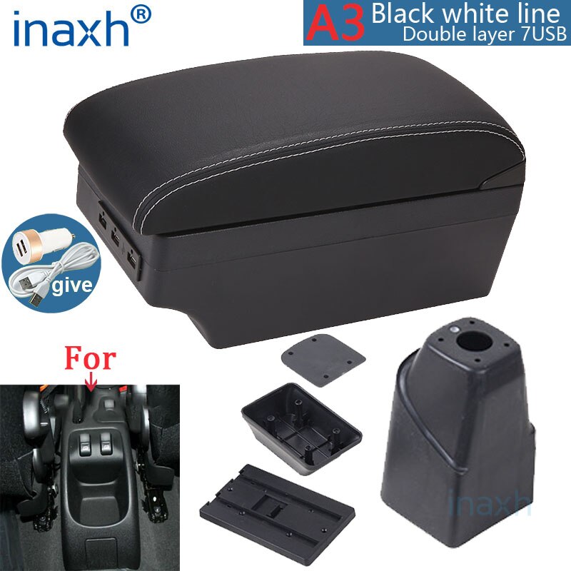 Para PEUGEOT 206 reposabrazos Interior piezas compartimento de reposabrazos para coche modificación Caja de almacenaje de piezas de accesorios de coche Interior con USB LED