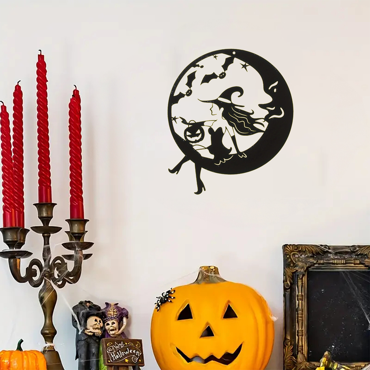 Halloween Heks Metalen Muurkunst: Griezelige Woondecoratie. Ideale Halloween-cadeaus voor woonkamer, slaapkamer en keuken