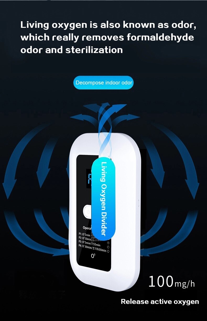 Ozone Generator Multifunctional Active Disinfector Air Purifier Disinfect Smart Deaerator Machine for Home Kitchen Toilet