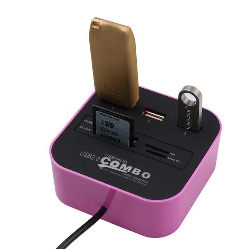 USB Hub usb2.0 480Mbps Card Reader 3 Port Combo USB Splitter For MS M2 SD MMC TF for Apple MacbookAir Laptop PC Tablet