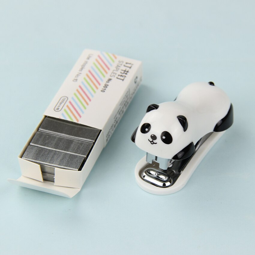 1 sarja sarjakuva panda nitoja setti paperi toimisto sidonta kansio niitit välttämättömät tarvikkeet opiskelijalle