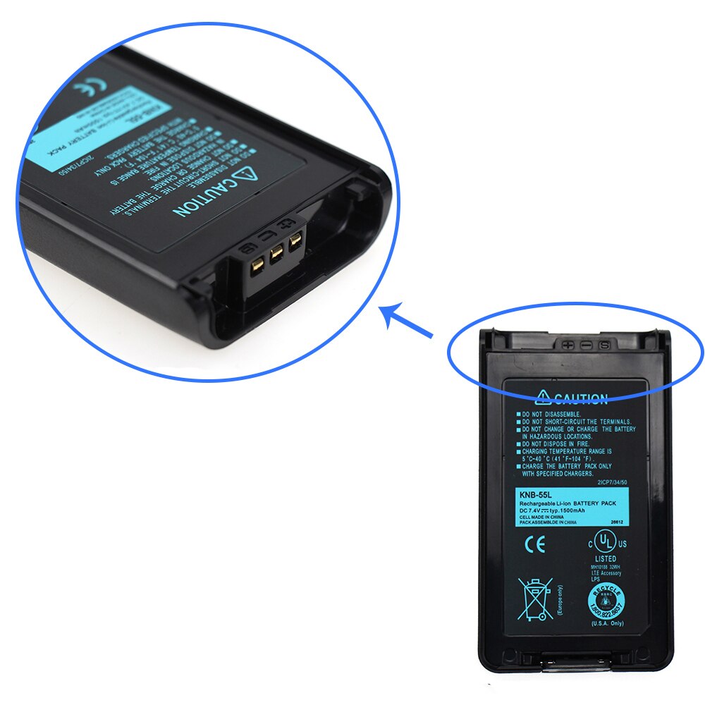 2x Pack - KNB-55L Batterie Ersatz (1500mAh, 7,4 V, Li-Ion) für Kenwood TK-3360 TK-3160 TK-2170 KNB-57L TK-3173 TK-3170 NX-320