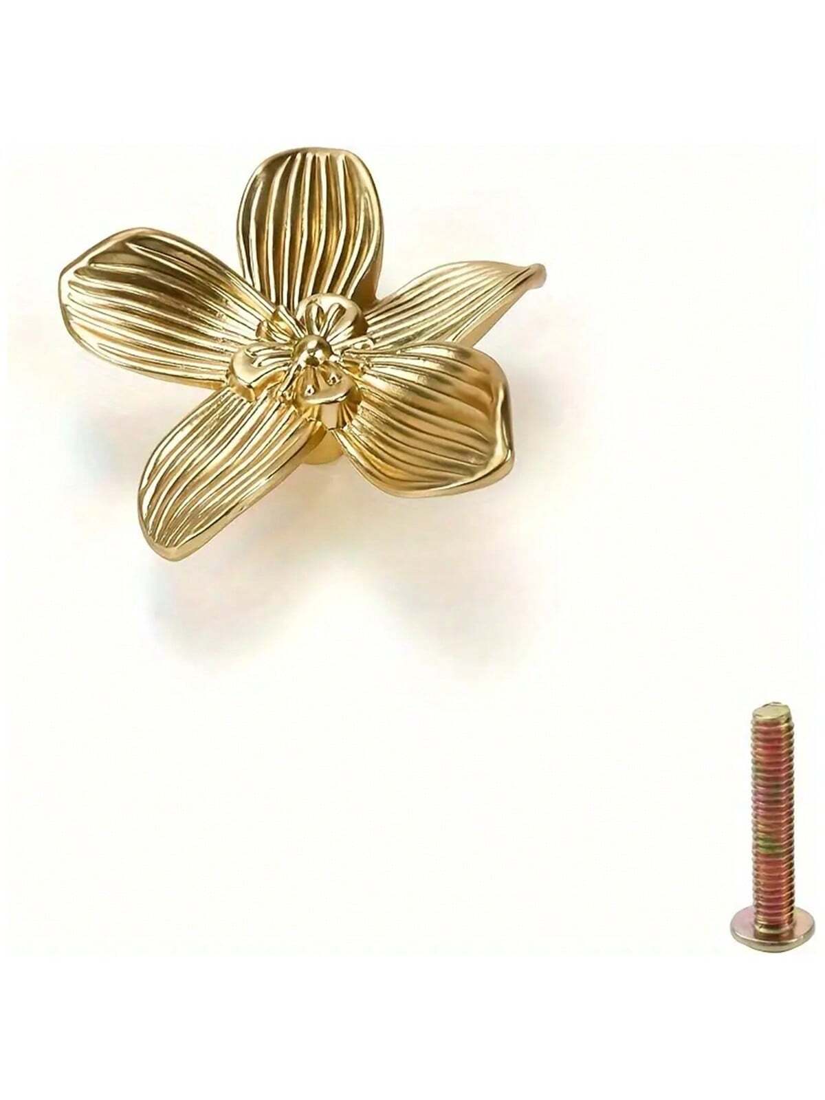 Tiradores de cajón de flores doradas, tiradores creativos de gabinete de cocina de pétalos, tiradores de cajón de gabinete de muebles, tiradores de puertas de armario: Blanco