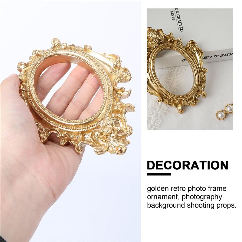 Golden Retro Photo Frame Decoration Home Photography Background Prop(Golden)