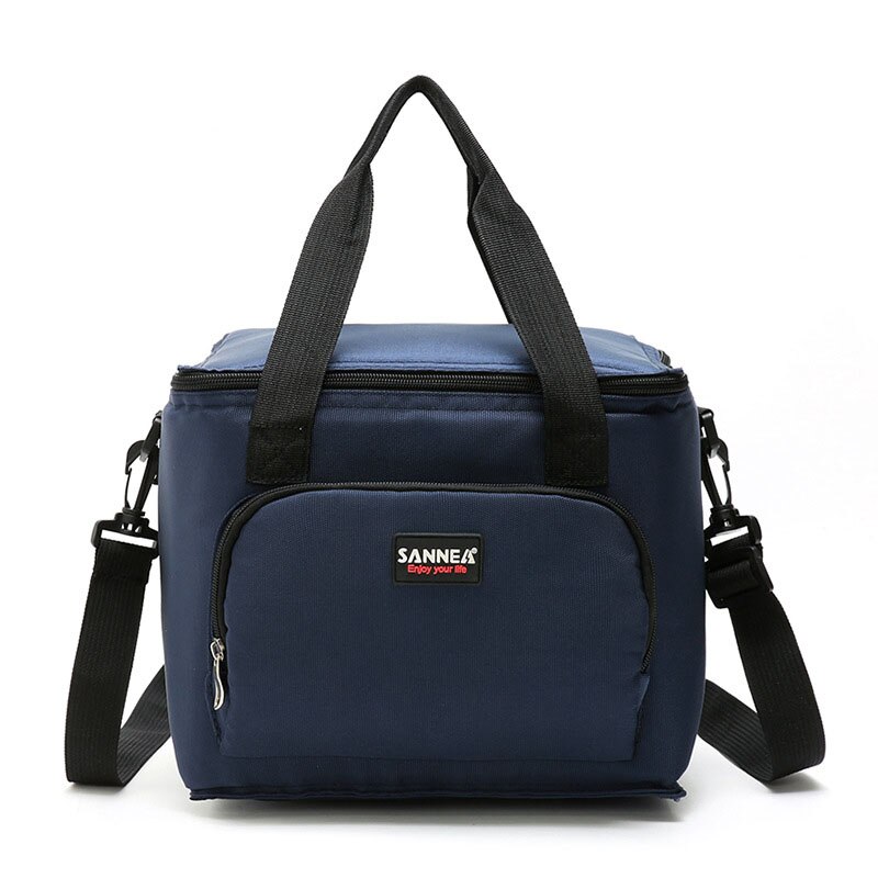 Lunch Tote Tas Draagbare Thermische Geïsoleerde Lunch Schouder Voedsel Zak Grote Koeler Picknick Zakken Doos voor Vrouwen Mannen Thermo Tas: Dark Blue