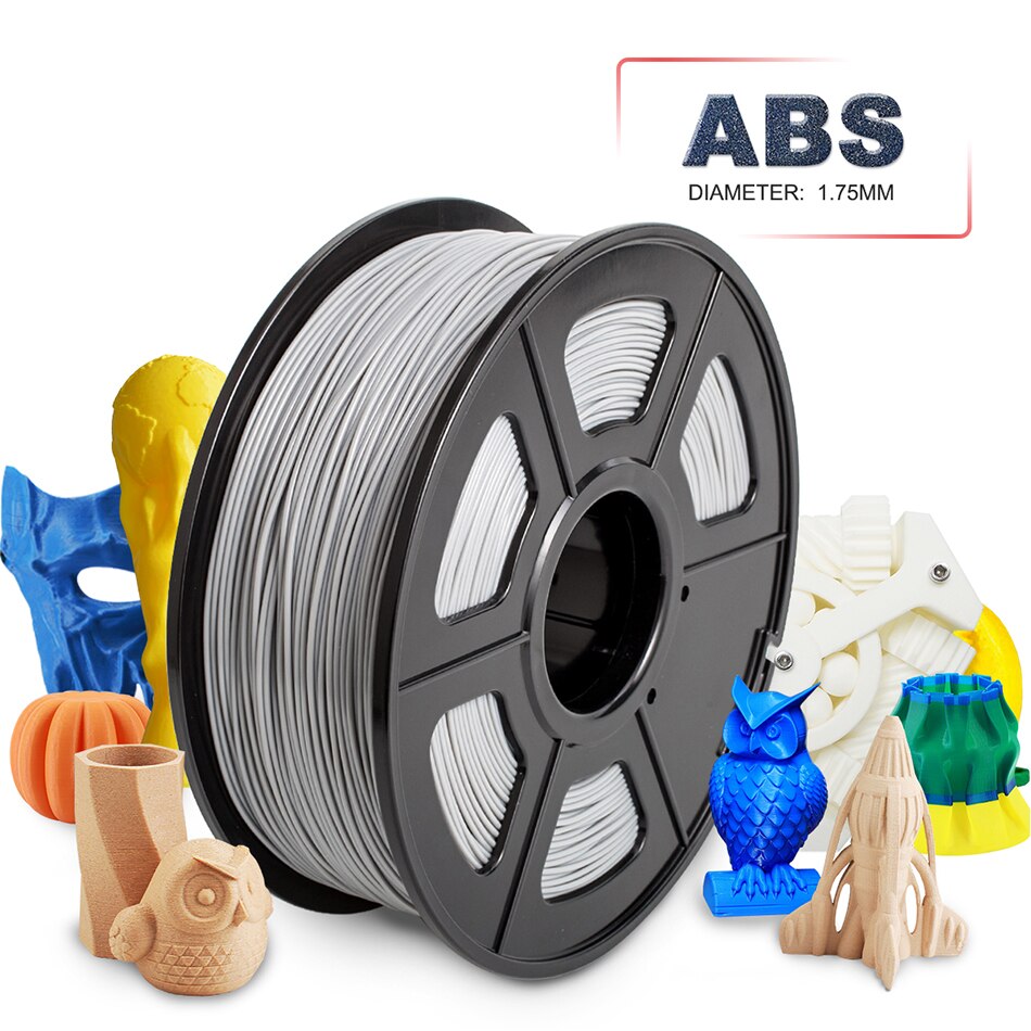 SUNLU 1.75 ABS 3D włókno robić drukarki 3D plastikowe włókno ABS 1KG z szpulą Industy 3 D materiały robić drukowania: ABS-szary