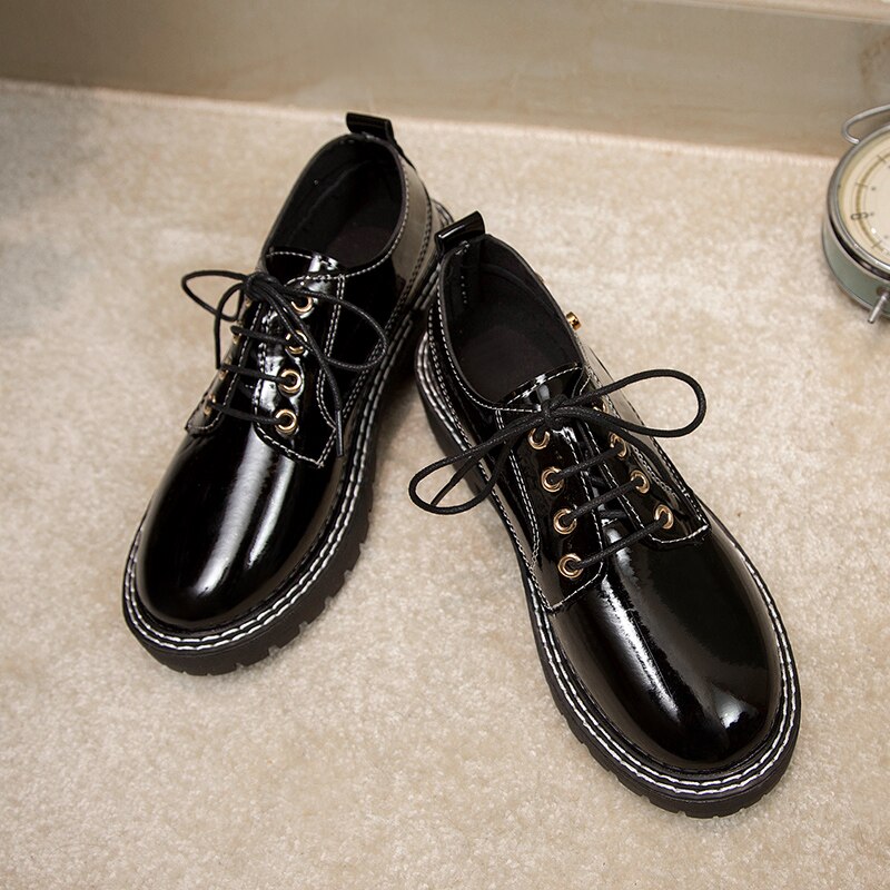 Brune oxfords kvinder bløde lædersandaler kvinder sorte vintage sko loafers platform sandeler brune oxfords til kvinder