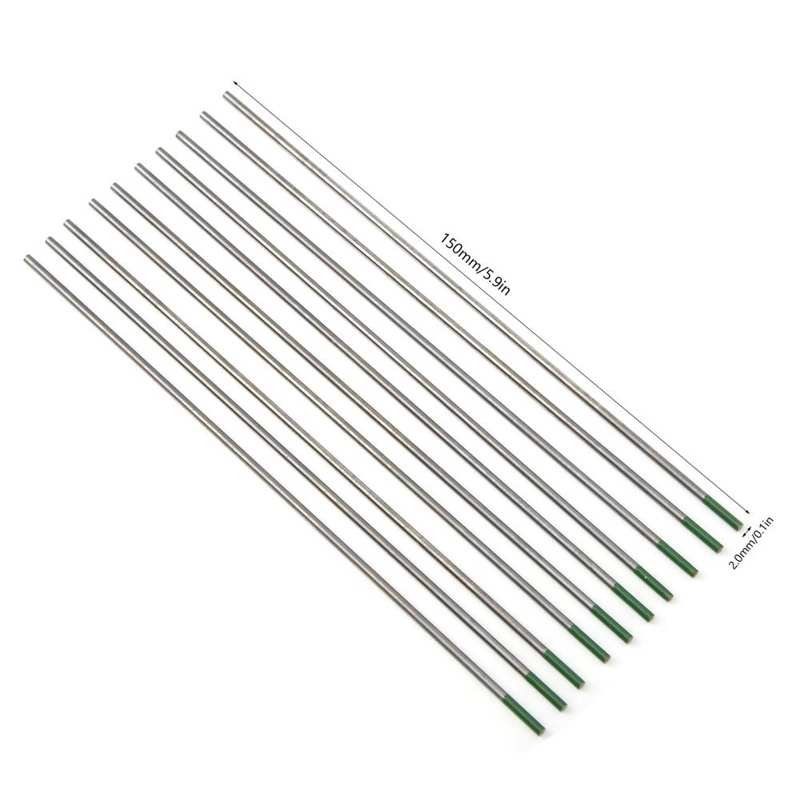 10 Stuks Tungsten Elektroden Wp 2X150Mm Tig Lassen Pure Argon Arc Naald Groen Hoofd Pure Wolfraam Elektrode
