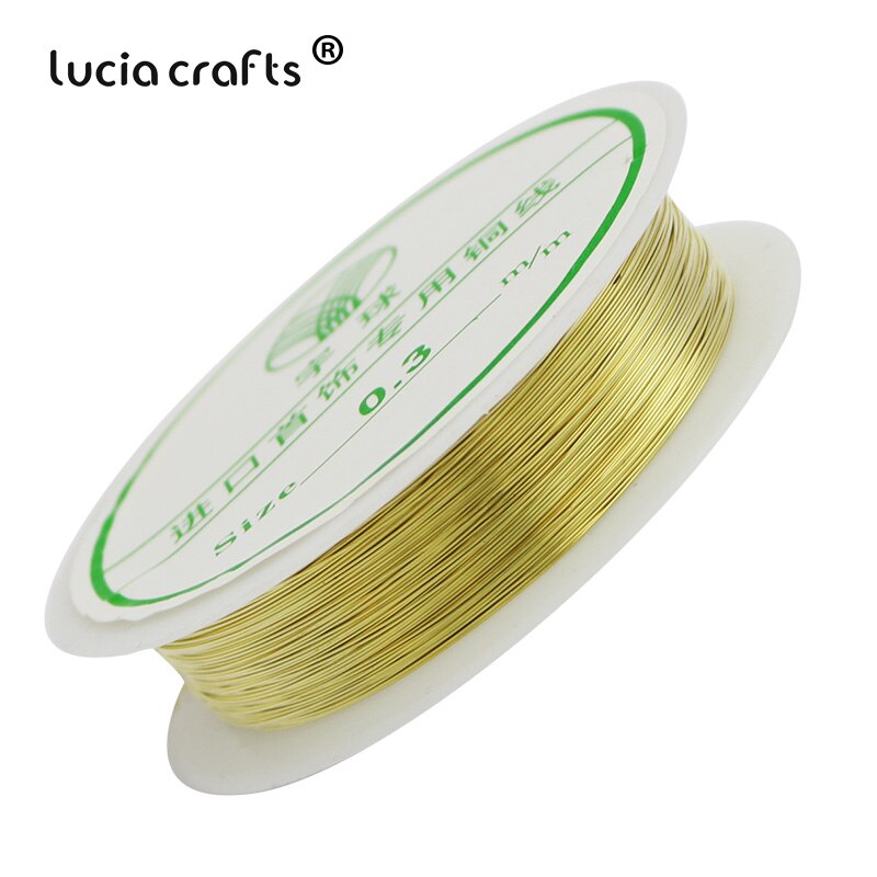 Lucia håndværk 0.3/0.4/0.5/0.8mm sliver perletråd metal håndværk ledning perle hånd tablet 1 rulle / pakke  i0204: Guld 0.3mm