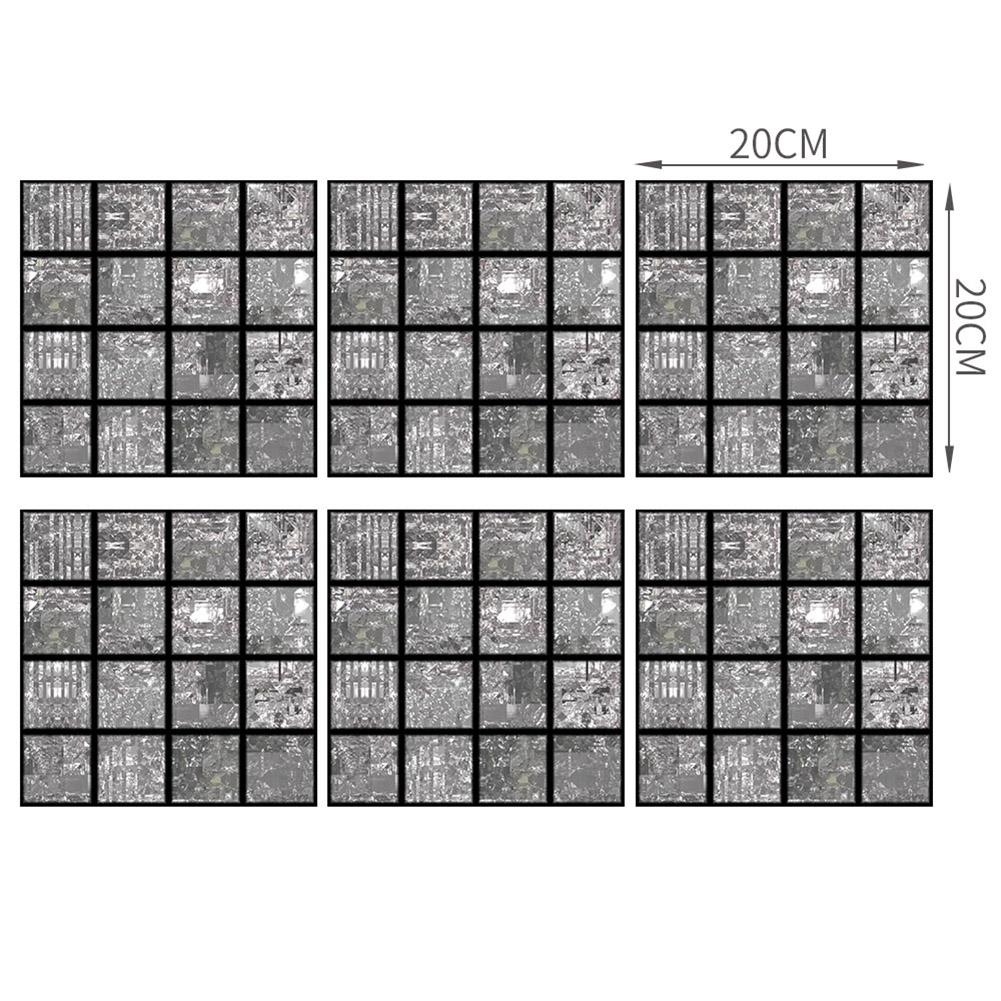 6pcs Tiles Stickers Self Moisture-proof Surface Covered with Film Adhesive Mosaic Kitchen Bathroom Waterproof Wallpaper: MSC031