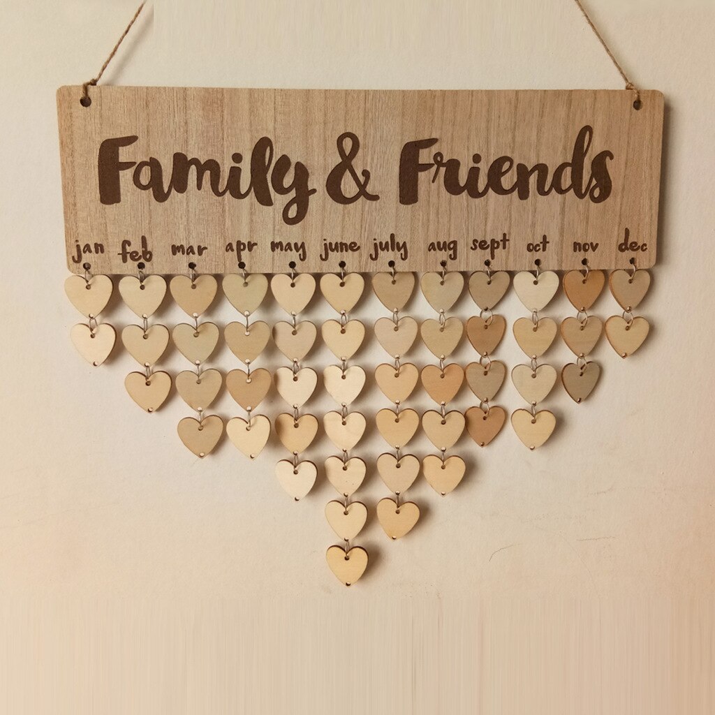 Aankomst Muur Opknoping Houten Kalender Board Home Decoratie Houten Familie Verjaardag Herinnering Kalender Boord Plaque Sign Board