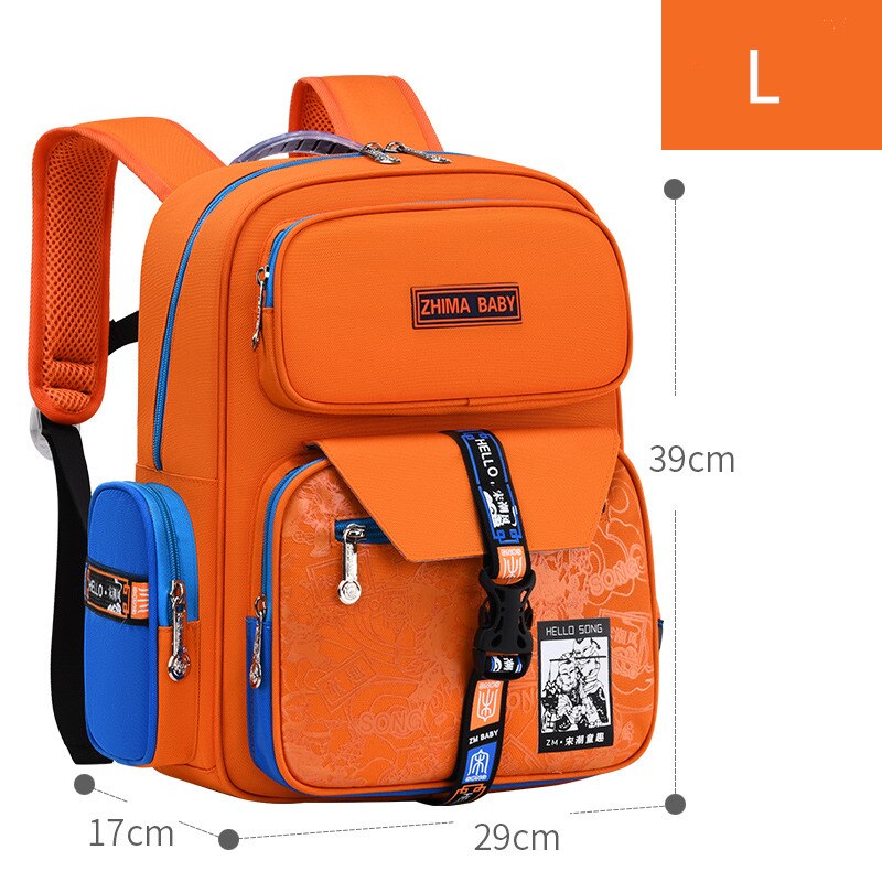 Chinese Stijl Retro Kinderen Orthopedische Schooltas Voor Tiener Jongens Meisjes 2 Size Student Rugzakken Kids Schooltassen Mochila: L orange