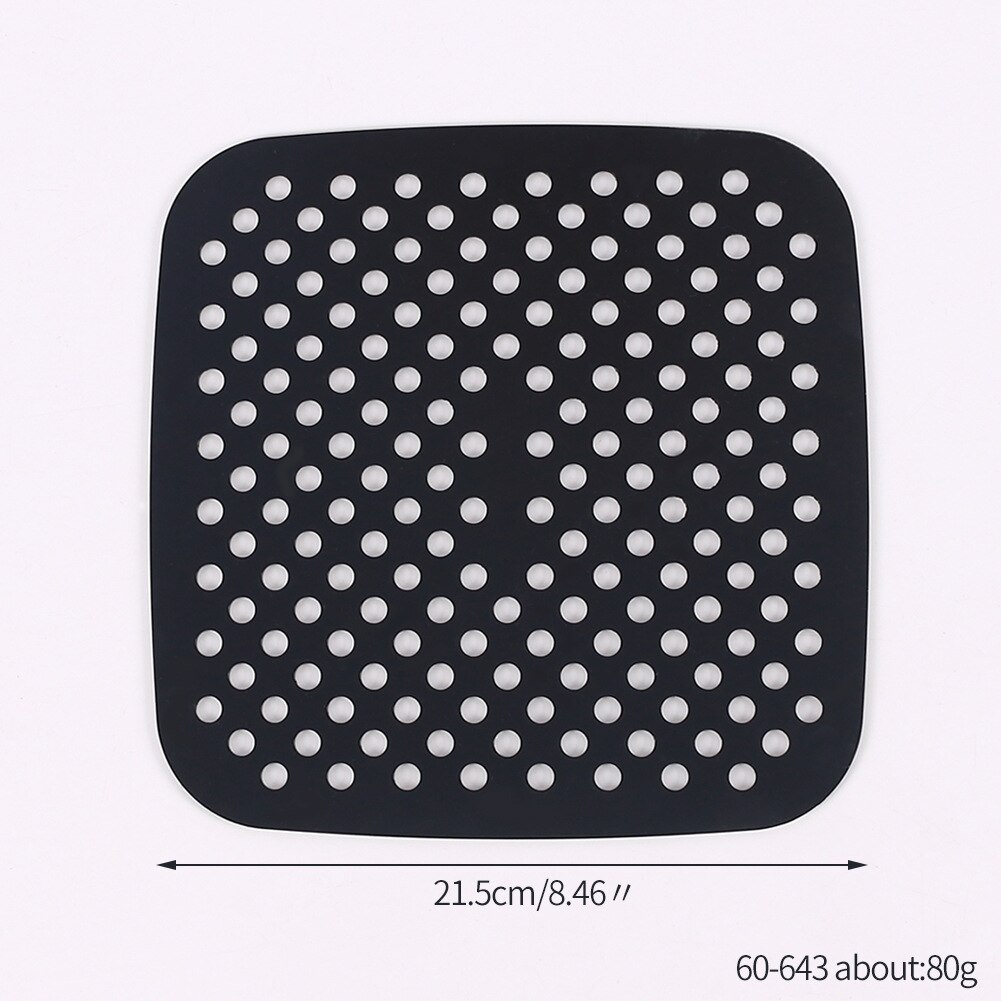 Silicone Air Fryer Liner Reusable Non-Stick Steamer Pad Cooking Mat Air Fryer grilles Air Fryer Baking Papers Bakeware Oil Mats: 21cm black square