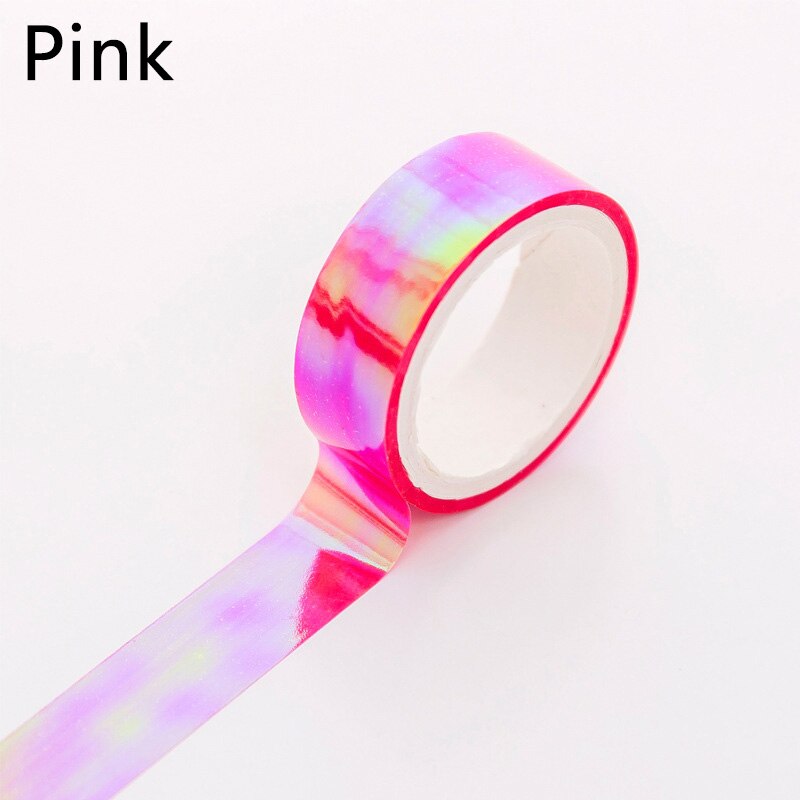 Cinta Washi dorada de 5m, cinta Washi de Color blanco/rosa/amarillo/rosa/azul/púrpura, herramientas de bricolaje Kawaii para álbumes de recortes, cinta adhesiva para diario hecha a mano: Rosa