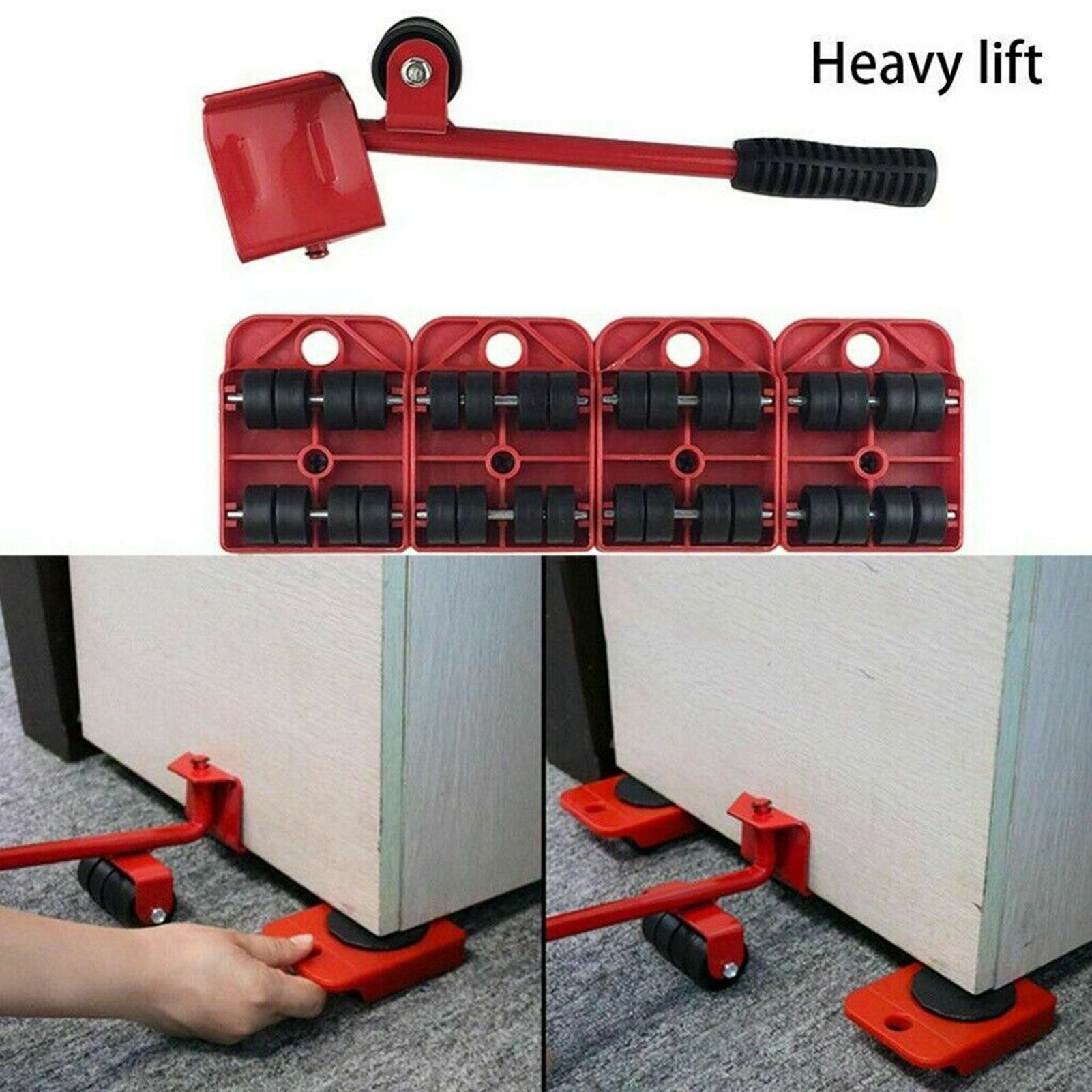 5PCS Furniture Moving Tool Heavy Type Furniture Moving System Lifter Tool 4 Slide Glider Pad Wheel Easy Move