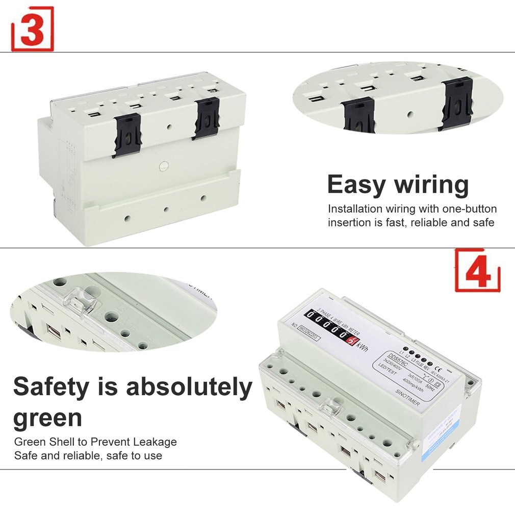 SINOTIMER DDS576C trifásico 7P 4 cables, contador de energía analógico, Monitor de potencia de simulación, carril DIN con salida de pulso