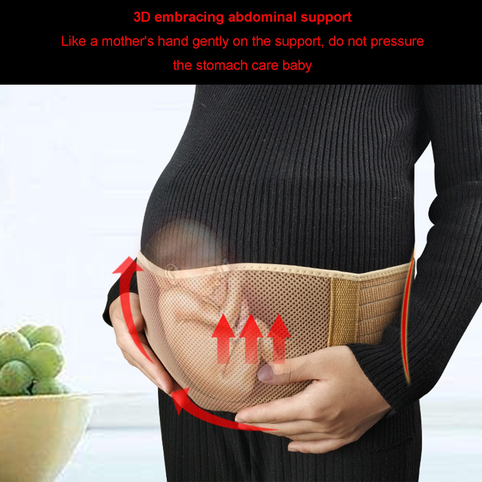 Belly Band for Pregnant Women Khaki Solid Color Breathable Mesh Cloth Abdominal Belt for Support