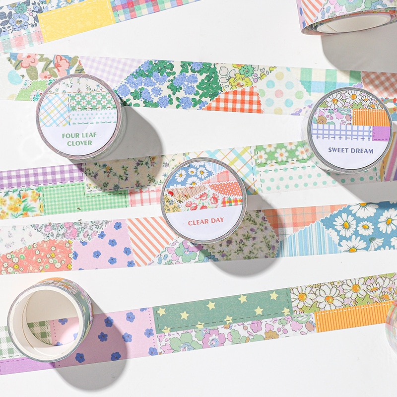 1 Roll Bloemen Washi Tape Decoratie Roll Diy Decoratieve Sticky Paper Masking Tape Zelfklevende Tape Plakboek Doorschijnend Tape