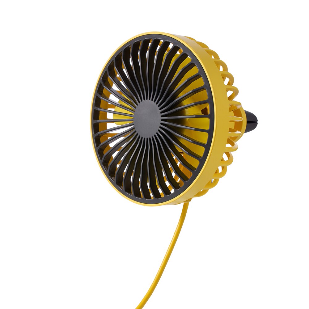 Draagbare usb autoventilator auto-interieur accessoires 360 graden ronde autokoelaccessoires zwenkventilator ventilatieplaat zomer  dc 5v: Geel