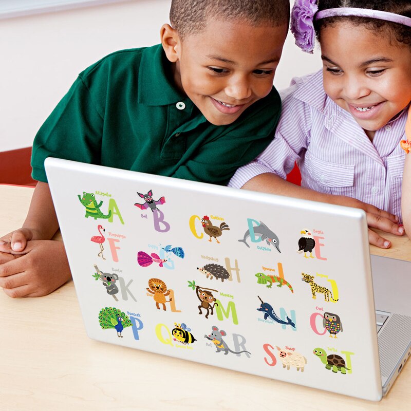 Kleine Diy Cartoon Dieren Naam Tekens Engels Letters Muursticker Voor Nursery Baby Kid 'S Room Decor Verwijderbare Muurstickers