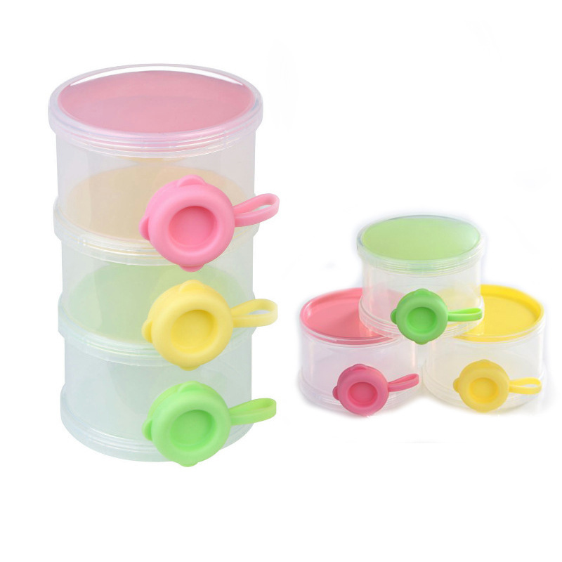 3 Layers Portable Baby Food Storag Box Multiple Openings Cereal Cartoon Infant Milk Powder Box Toddle Snack Container