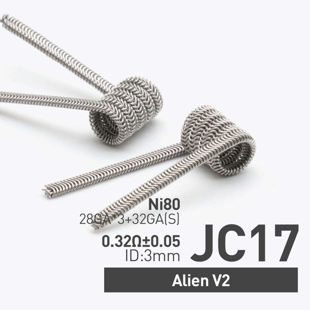 Volcanee 10pcs Ni80 Nichrome Alien V2 Parallel Fused Clapton Coils for E Cig RDA RTA Atomizer Heating Wire Vape Prebuilt Coil