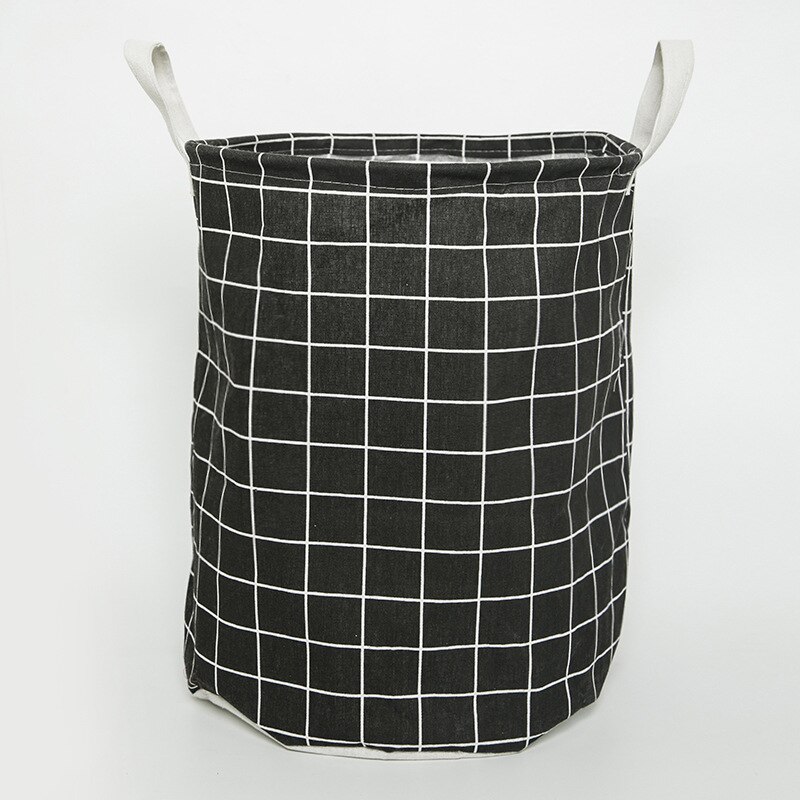 Eenvoudige Plaid Opslag Emmer Vouwen Wasmand Doek Opslag Mand Opbergdoos Thuis Diverse Mand: Black Plaid