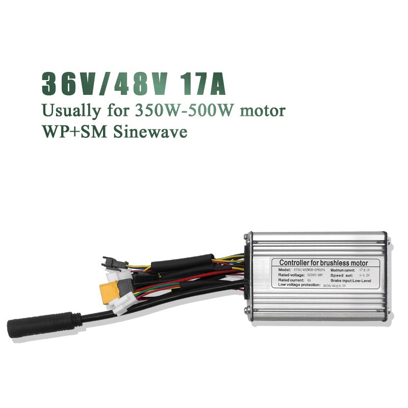 Fietsmotorcontroller, KT 17A-controller 36V 48V Motorcontroller Square