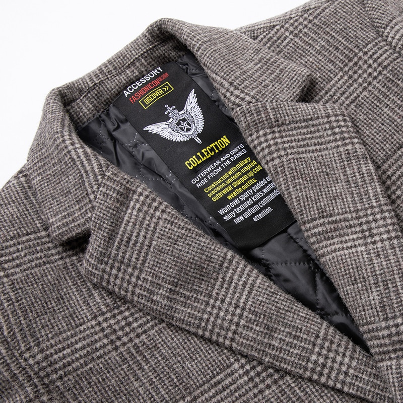 Herrefrakke uld trenchcoat mænd afslappet herrefrakke i bur grå kaki lang overfrakke herre ulden herrejakke