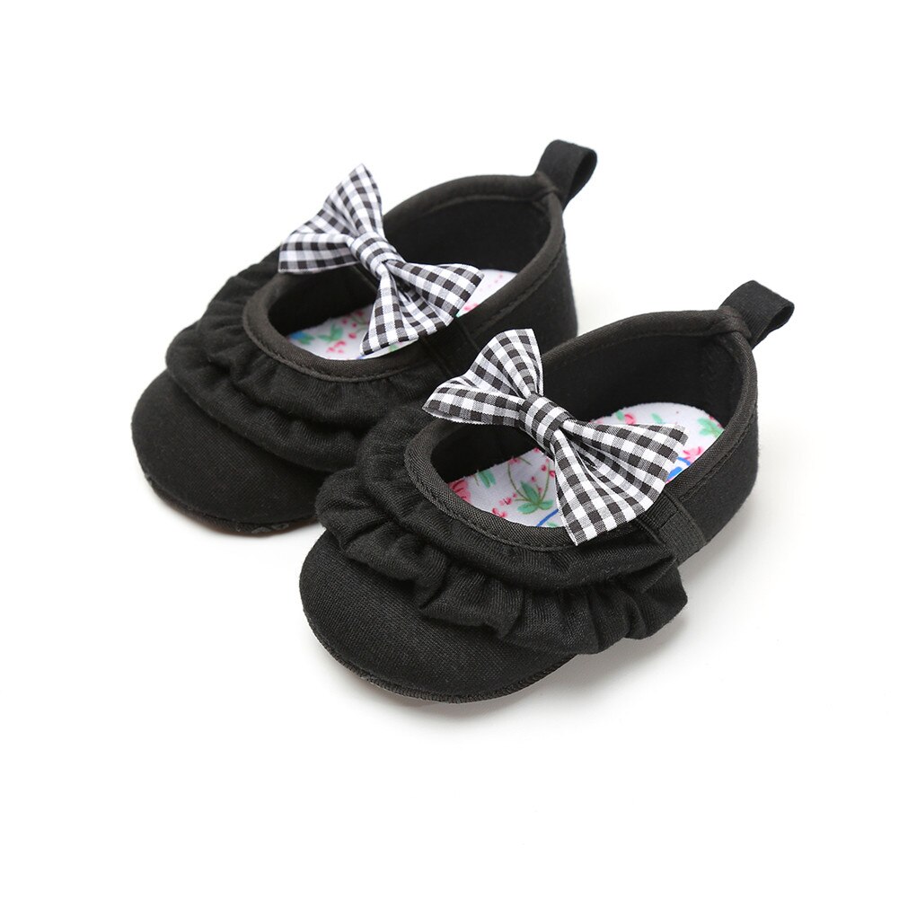 Chaussures de crèche pour bébés et -né | , chaussures de fête décontractées avec nœud floral: Black / 0-6 mois