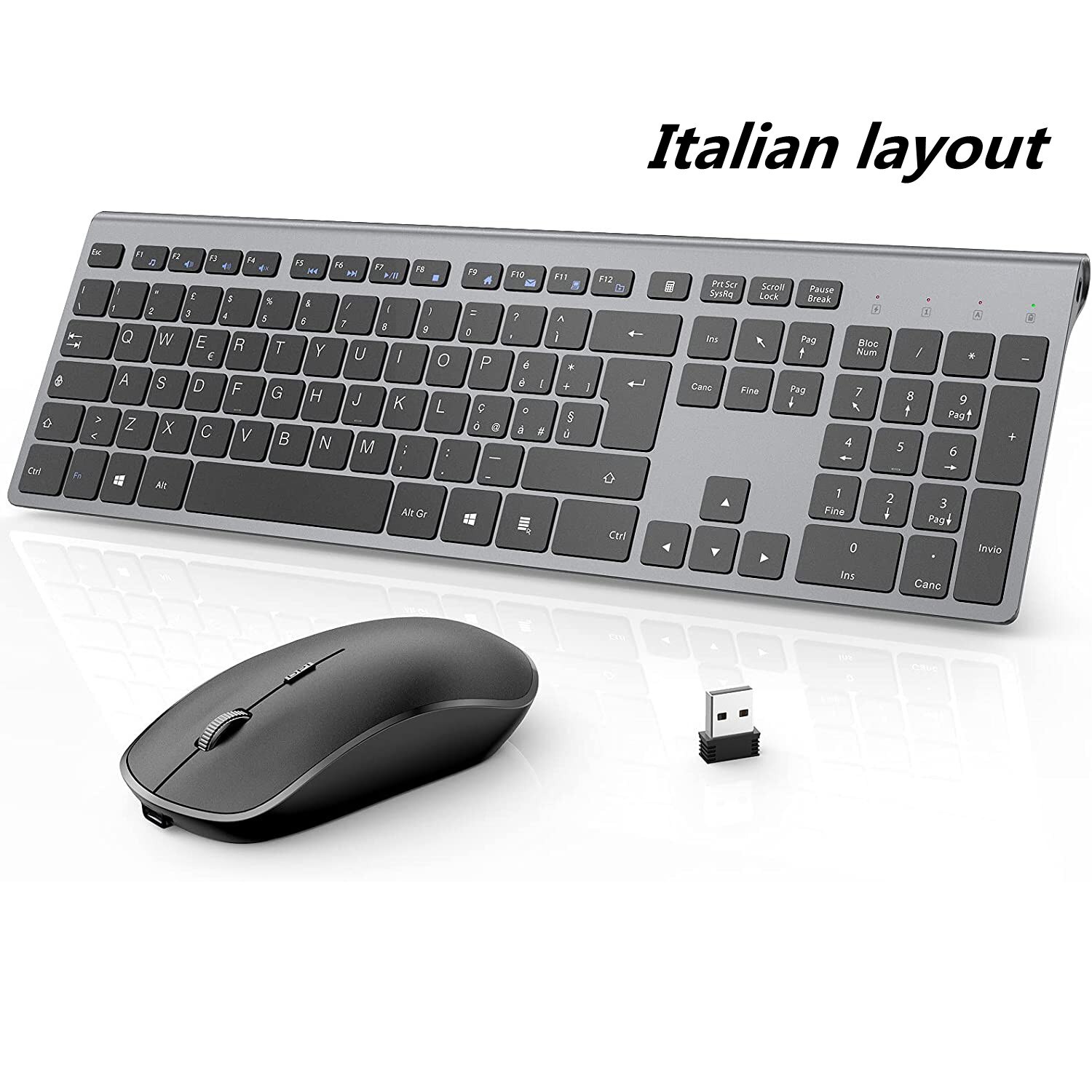 Rechargeable Wireless Keyboard Mouse 2.4G Full Size Thin Ergonomic And Compact For Laptop, PC, Desktop，Computer, Windows: dark blue