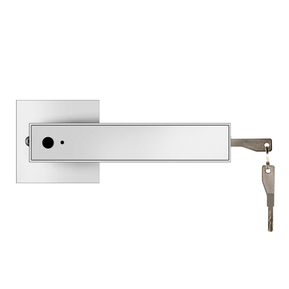 Square Smart Biometrics Lock Fingerprint Lock With Mechanical Key Handle Lock Anti-Theft For Home Office Apartment Hotel Garage: Silver